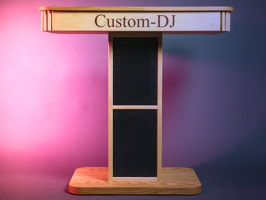 Large DJ Booth with Outlet and Built-In Speaker Design | Custom-DJ