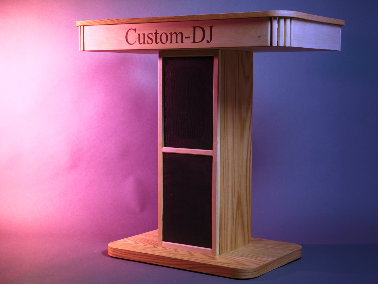 Large DJ Booth with Outlet and Built-In Speaker Design | Custom-DJ